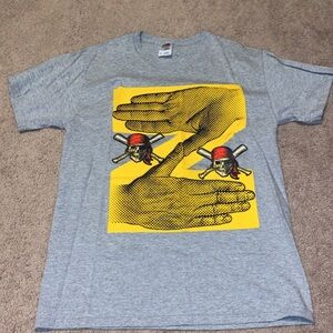 Gray Graphic T-Shirt with Yellow Design